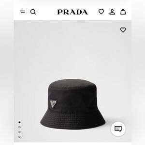 Prada Black Nylon Logo Bucket Hat with Triangle Plaque